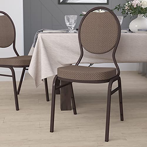 EMMA + OLIVER Brown Fabric Teardrop Back Stacking Banquet Chair