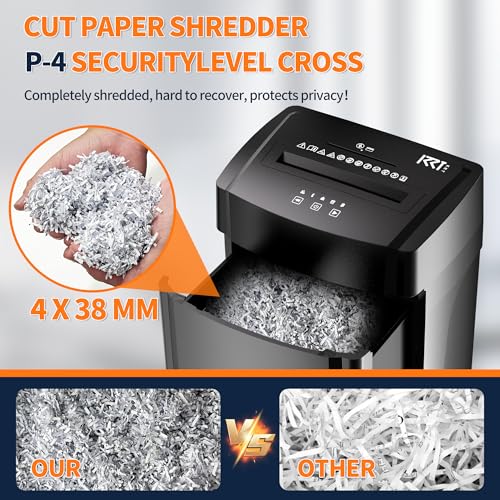 KRT KRT KRT Paper Shredder for Office Home, 18-Sheet Micro Cut Paper Shredder Auto Feed Cross Cut with 8 Gallons Bin, P-4 High Security Level, Shreds CDs/DVDs, Black