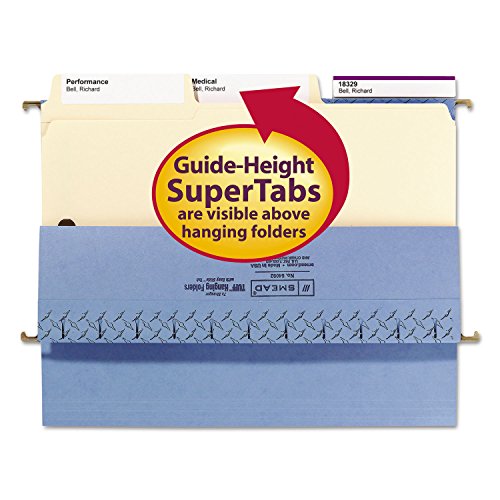 Smead SuperTab® Fastener File Folder, 2 Fasteners, Oversized Reinforced 1/3- Cut Tab, Guide Height, Letter Size, Manila, 50 Each per Box (14535)