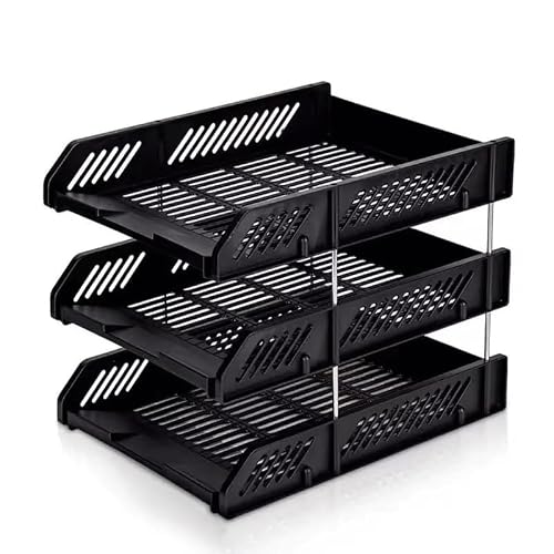 File Rack File Tray Desktop Item Storage Rack Frame Data Sorting Supplies Office Archive Letter Trays(Black)