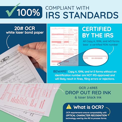 Blue Summit Supplies W2 2026 Tax Forms Kit, 50 Pk, 6 Part, Envelopes