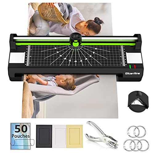 Laminator Machine for A3/A4/A6, Thermal Laminating Machine for Home Office School Use with 50 Pouches, Paper Trimmer and Corner Rounder (Green)