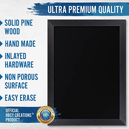 HBCY Creations 18" x 24" Rustic Black Solid Wood Frame Wall Chalkboard, Magnetic Surface, Home Décor, Restaurant & Café Menus, Blackboard, Includes Chalk, Eraser & Hanging Hardware
