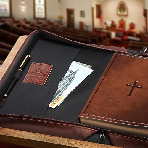 FINPAC Large Classic Bible Cover Vegan Leather Carrying Book Case