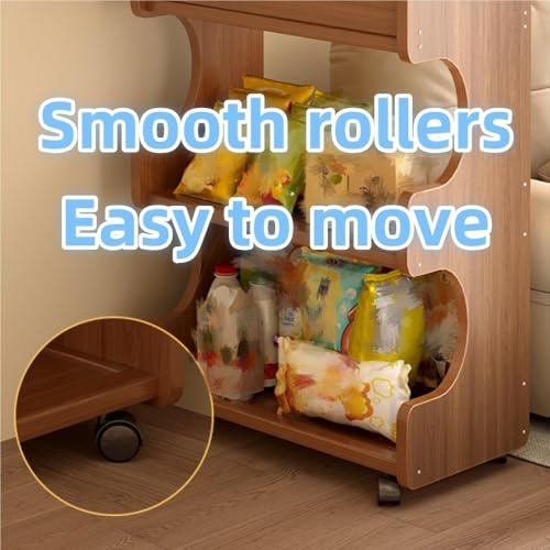 Rolling Book Cart, Mobile Bookcase with Wheels, Wooden Bookshelf, Multi-Layer Storage Rack for Bedroom, Small Space, Dormitory(19.7 * 9.8 * 17.7in)