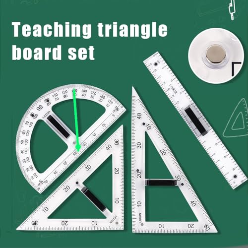 Magnetic Geometry Tool, School Supplies Protractor Compass Set, Teacher Multi Purpose Math Teaching Aids, Protractor Set, Magnetic Function May Vary with Blackboard Surface