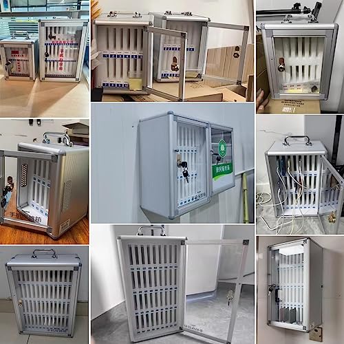 GMTstore 12/24/36 Slots Aluminum Alloy Pocket Chart Cell Phones Storage Cabinet Mobile Phones Desktop Organizer Wall-Mounted with A Locked for Classroom Office (Color : Silver, Size : 36)
