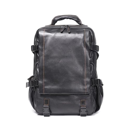YMGSCC Men's Business Travel Backpack Genuine Leather Large Capacity Computer Bag Schoolbag