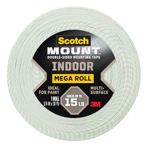Scotch-Mount Indoor Double-Sided Mounting Tape, White, 1 Roll