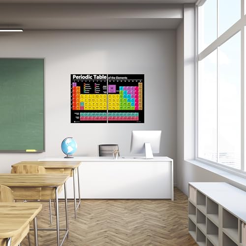 Young N Refined Periodic table science poster EXTRA LARGE LAMINATED (36x24 split) 2026 chart teaching BLACK elements classroom decoration jumbo big premium educators atomic number guide