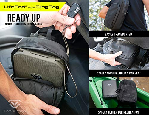 VAULTEK LifePod 10 + SlingBag Bundle Secure Waterproof Travel Case Rugged Electronic Lock Box Travel Organizer Portable Handgun Case with Backlit Keypad