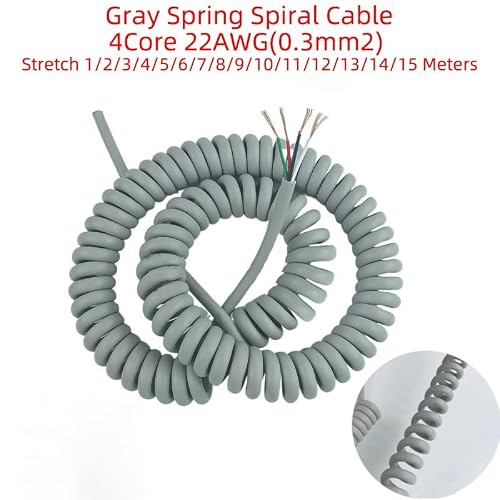 Coiled Mains Flex Curly Spring Cord 4 Cores 22AWG Shrinkable Telescopic