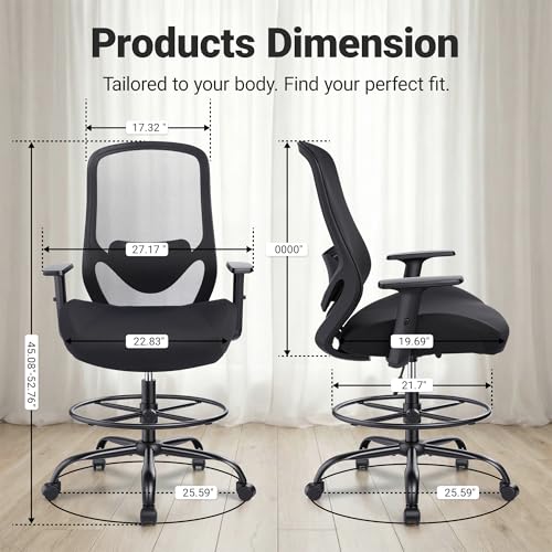 Drafting Office Chair Big and Tall 450lbs Heavy Duty for Standing Desk
