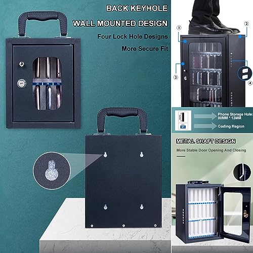 GMTstore 12/24/36/48/60 Slots Steel Cell Phones Storage Cabinet Pocket Chart Storage Locker Box Wall-Mounted Phones Holder Storage Box with A Lock for Classroom Office (Color : Silver, Size : 24)