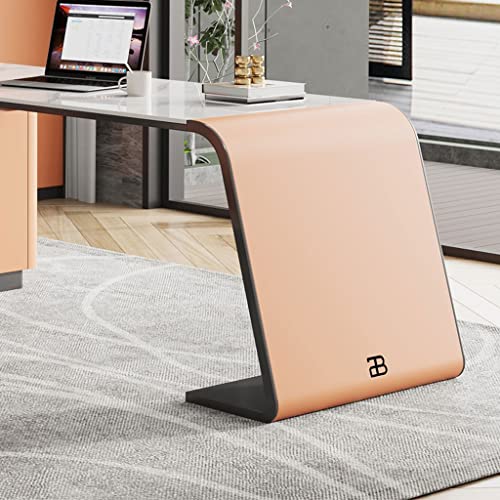 LINKIO Home Office Desks Orange Slate Desk Floor Mount Home Writing Desk Modern Desk 70 to 86 Inch Main Cabinet with 3 Drawers and Hidden Desktop Computer Computer Table Desk(A,180cm)