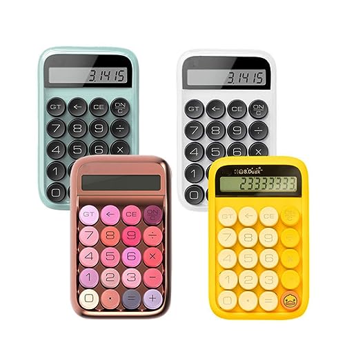 HTLNUZD Desktop Calculator 10 Digit Large LCD Display Handheld Cute Jelly Beans Mechanical Keyboard Calculator for Office, School, Home, Business (Rose Gold)