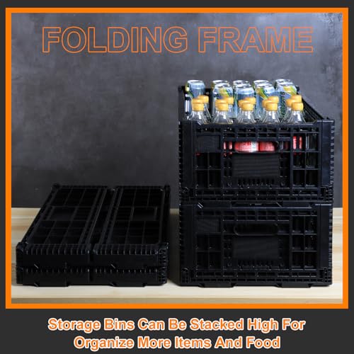 JGLDG Collapsible Storage Bin Container，52 Liter Transfer heavy duty plastic storage box , Versatile Storage Basket milk crates (2)
