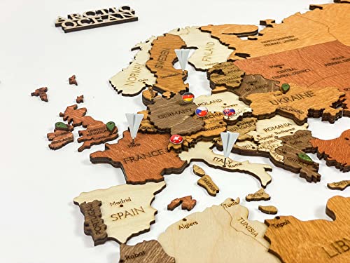 National Flag Thumb Tacks Country Map Push Pins (287 Pieces) - for Bulletin Board, Wooden map, Office, calendars