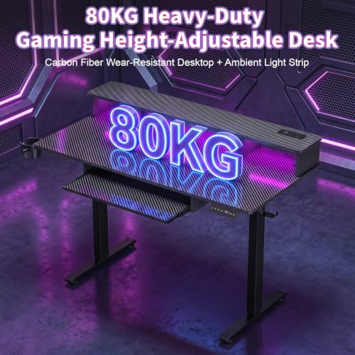 Electric Gaming Desk with Keyboard Tray,Monitor Stand,USB Charging Port