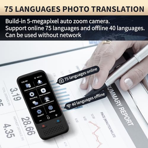 Language Translatnslator No WiFi Needed, 150+ Languages Two Way Real-Tior Device, Upgraded ChatGpt AI Trame Voice Translation, Offline&Recording&Photo Translation for Travel Business Learning