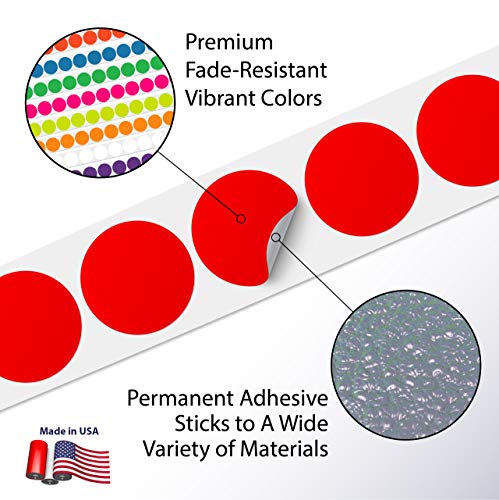 Kenco Color Coding Circle Dot Sticker Labels on a roll (Mix N Match 10 Pack, 2 INCH 500 Stickers)