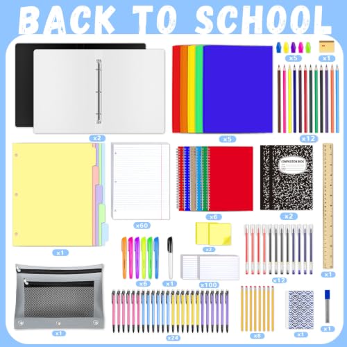 1 Set Back to School Supplies Kit for High School Student Bulk Back to School Essentials Includes Notebook Markers Pencil and Much More School Supplies Students Inspirational Gifts for Students