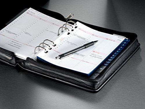 Avery Dennison Chronoplan 50102 refillable Appointment Planner/Organizer/Appointment Calendar Portfolio Made of Premium Nappa Leather (Format A5 (220 x 275 mm) with Zipper, Ring Binder, Without Calendar) Black