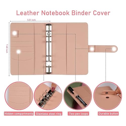 A6 PU Leather Budget Binder Notebook Money Envelopes Organizer for Cash Saving with Expense Sheets and Marker Pen(Black)