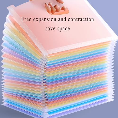 Folders,File Organiser, 2 Pcs A4 Desktop Expanding File Organiser,25 Pockets Expandable File Holder Portable Desk Storage Folder Box/a(K Blue)