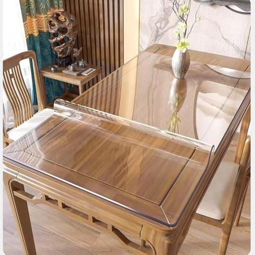 Transparent 30 x 62 inch Office Desk Blotter Mat Clear Plastic Table Protector Cover Pad PVC Topper Surface Proection Mat Pad Anti Scratch Table Mat Glass End Table Protector Waterproof Easy Clean