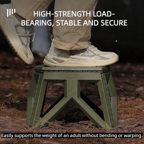 Lightweight Stool, Non-Slip Folding Step Stool,Compact Step Stool Foldable, Step Stools for Adults up to 330 Pound, Suitable for outdoor use and kitchen(Khaki)
