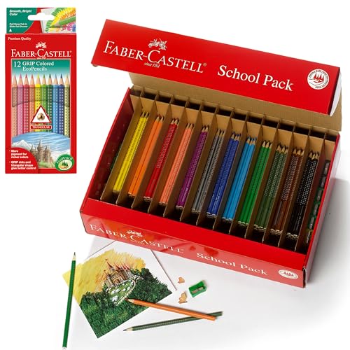 Faber-Castell Grip Colored EcoPencils School Pack - 288 Colored EcoPencils - 12 Pencil Sharpeners