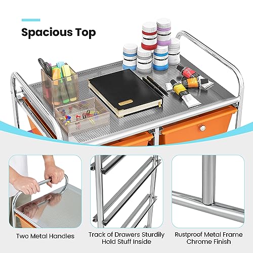 CLEEMAN 10-Drawer Rolling Cart with Drawers, Storage Cart with Universal Wheel & Metal Frame, Multipurpose Mobile Trolley Utility Cart for Makeup Kitchen Office Play Room (Multicolor)