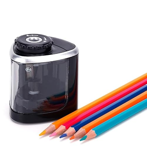 NVEIRGH Electric Pencil Sharpener Semi-Automatic for Student Stationery(Black)