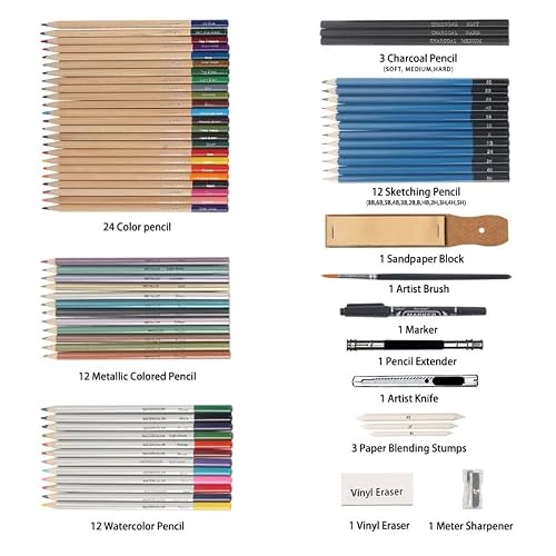 71-piece Drawing Kit Water-soluble Colored Pencil Sketch Tool Art Supplies