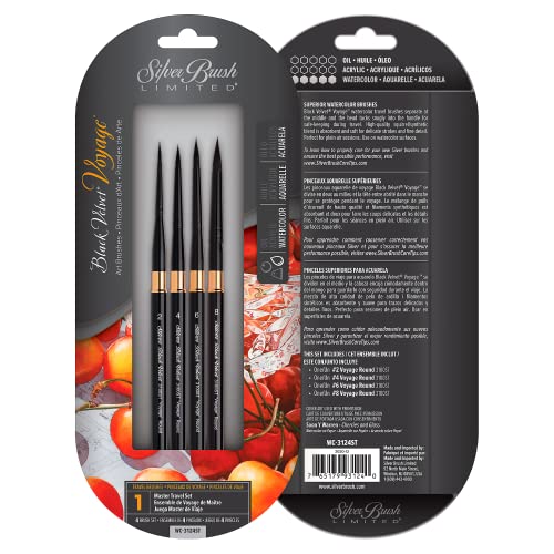 Silver Brush Limited Black Velvet Voyage Master Travel Watercolor Set, 4pc