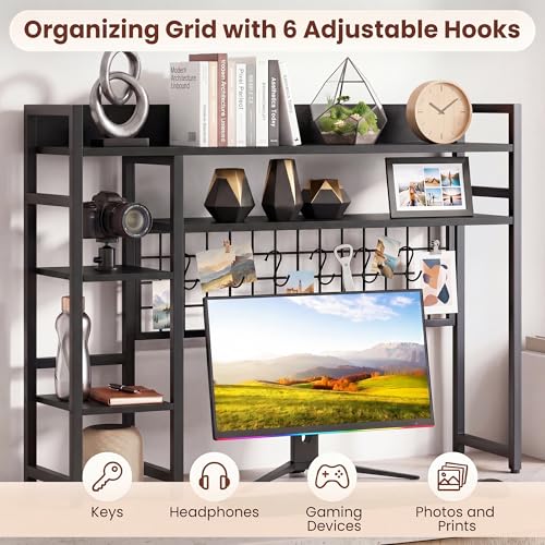 MAT EXPERT 37" Desk Hutch, Desktop Bookshelf for Up to 32" Computer Monitor