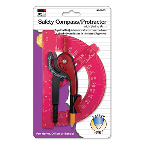 Charles Leonard CHL80965ST Compass Safety and 6" Swing Arm Protractor, Colors, Assorted