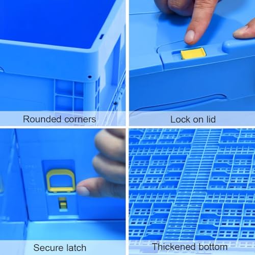 GZHERVICES Collapsible Storage Bin Containe, Milk Crate, Heavy Duty Versatile Transit Storage Crate(Blue-B,60X40X21cm)