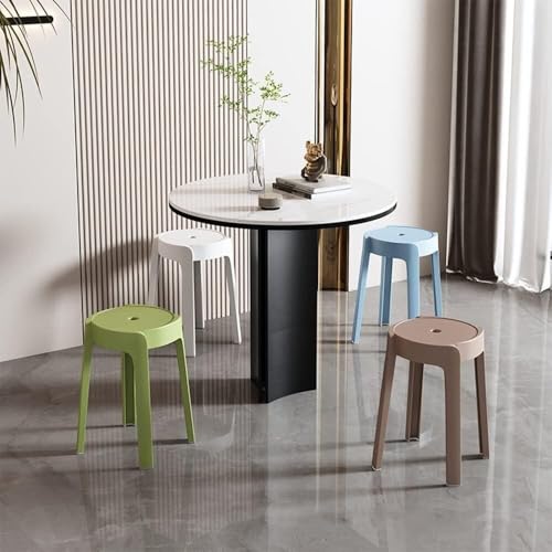 Seodradow Round Nesting Plastic Stools Set of 4 with Whirl Design X Shape Stackable Dining Chairs for Home Kitchen Office(White)