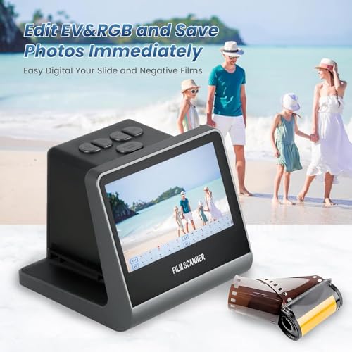 22MP Film and Slide Scanner with 5” LCD Screen, Converts 35mm, 126, 110