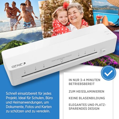 GENIE LA 400 A4 Laminator | Hot Laminator with 2 Heating Rolls | For School, Office & Home Office | Laminator A4 with Laminating Films | Laminating Machines