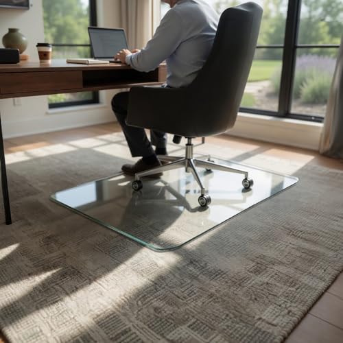 Vitrazza Glass Office Chair Mat 36x48, Luminoso, for Carpet & Hard Floors
