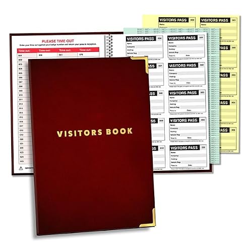 GDPR Compliant Business Visitor Book with 100 90 x 60mm Visitor Badge Inserts