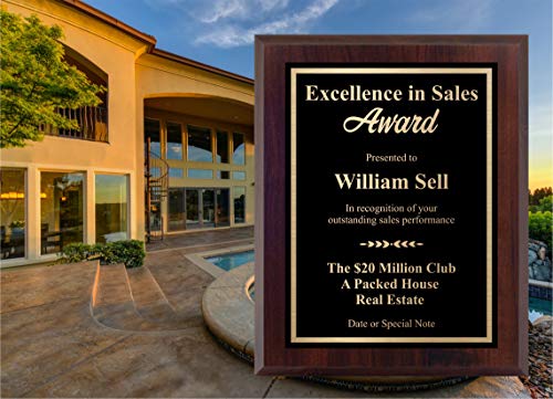 Sales Award Custom Plaque for Excellence in Sales, Top Salesperson Personalized Trophy for Salesperson (9x12)