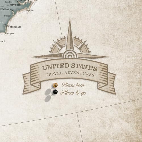 USA Map Canvas Wall Art with Cork Pin Board – Decorative Push Pin Travel Map for Home, Office, Living Room, Bedroom (70x50cm - Pattern 25)
