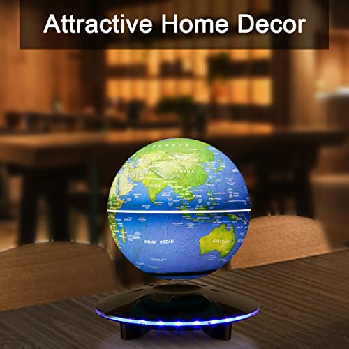 Yegvea Magnetic Levitation Globe, Levitating Globe Lamp World Map Floating & Spinning in the Air for Educational Piece for Kids (blue, 6 inch)