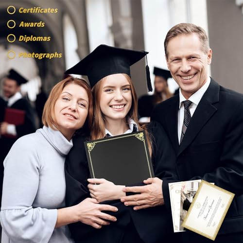 50 Pack Black Certificate Holders 8.5x11 Diploma Covers Document Folders