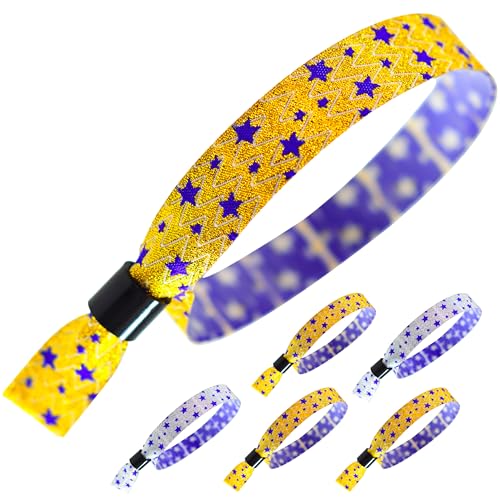 HDHYWRIS Cloth Wristbands for Events, Gold with Blue, 100pcs