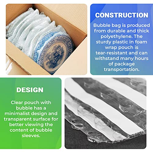 Amiff Shipping Bubble Bag, 4 x 7.5 Inches. 400 Pack Clear Bags for Packaging. Self Seal Bubble Pouches for Packing. Waterproof Polyethylene Storage Moving Bags. Packing Materials for Fragile Items